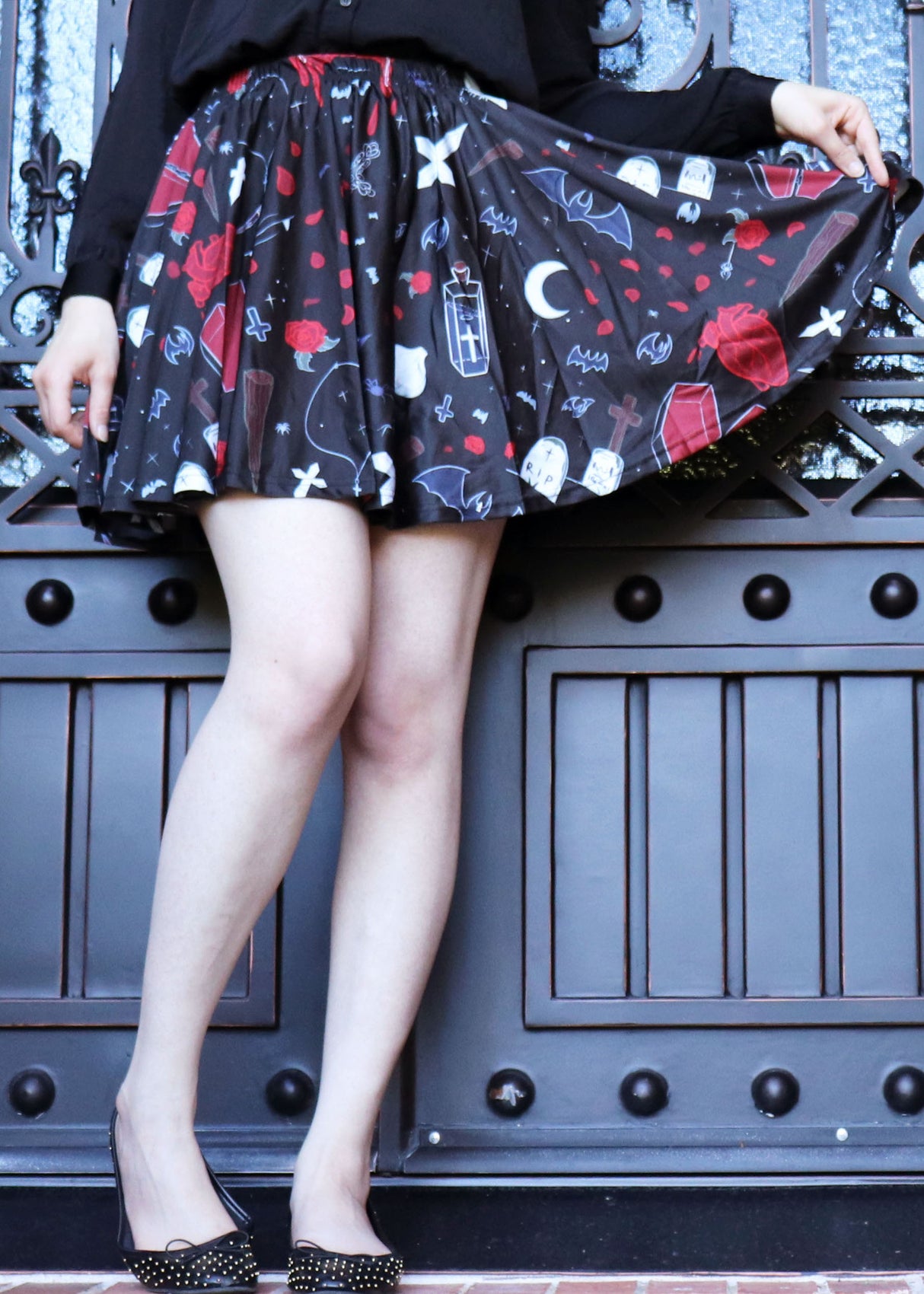 Vampire Night Skater Skirt With Pockets
