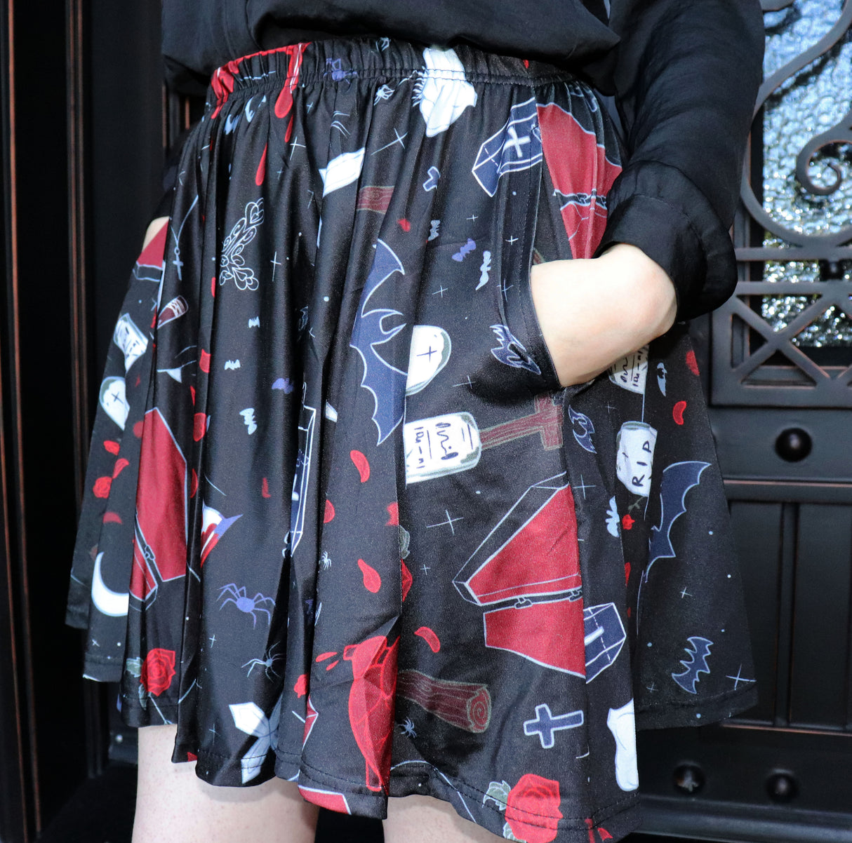 Vampire Night Skater Skirt With Pockets