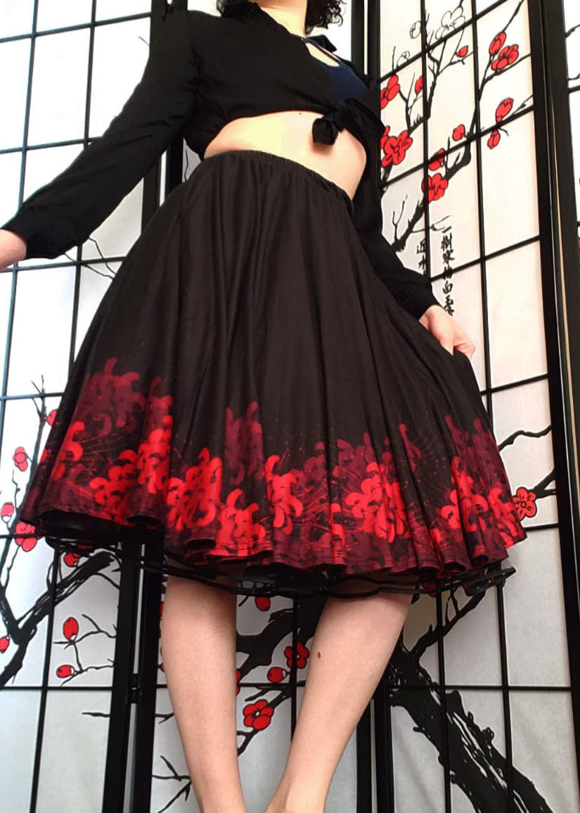 Spider Lily Midi Skirt With Pockets