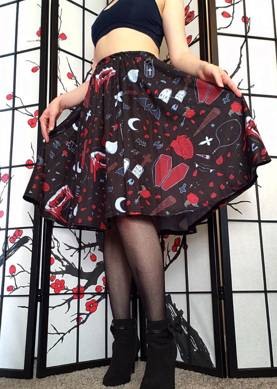 Vampire Night Midi Skirt With Pockets