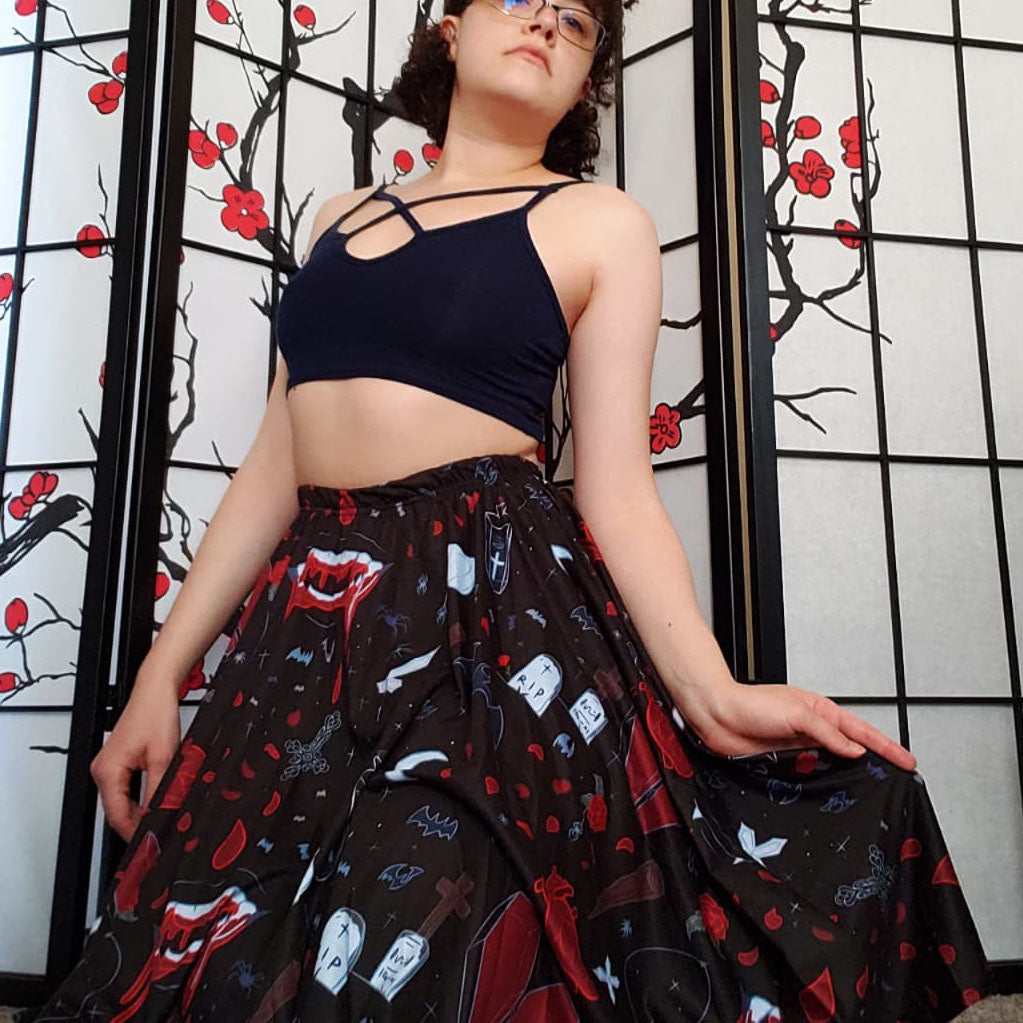 Vampire Night Midi Skirt With Pockets