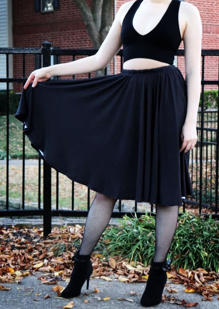 Black Midi Skirt With Pockets