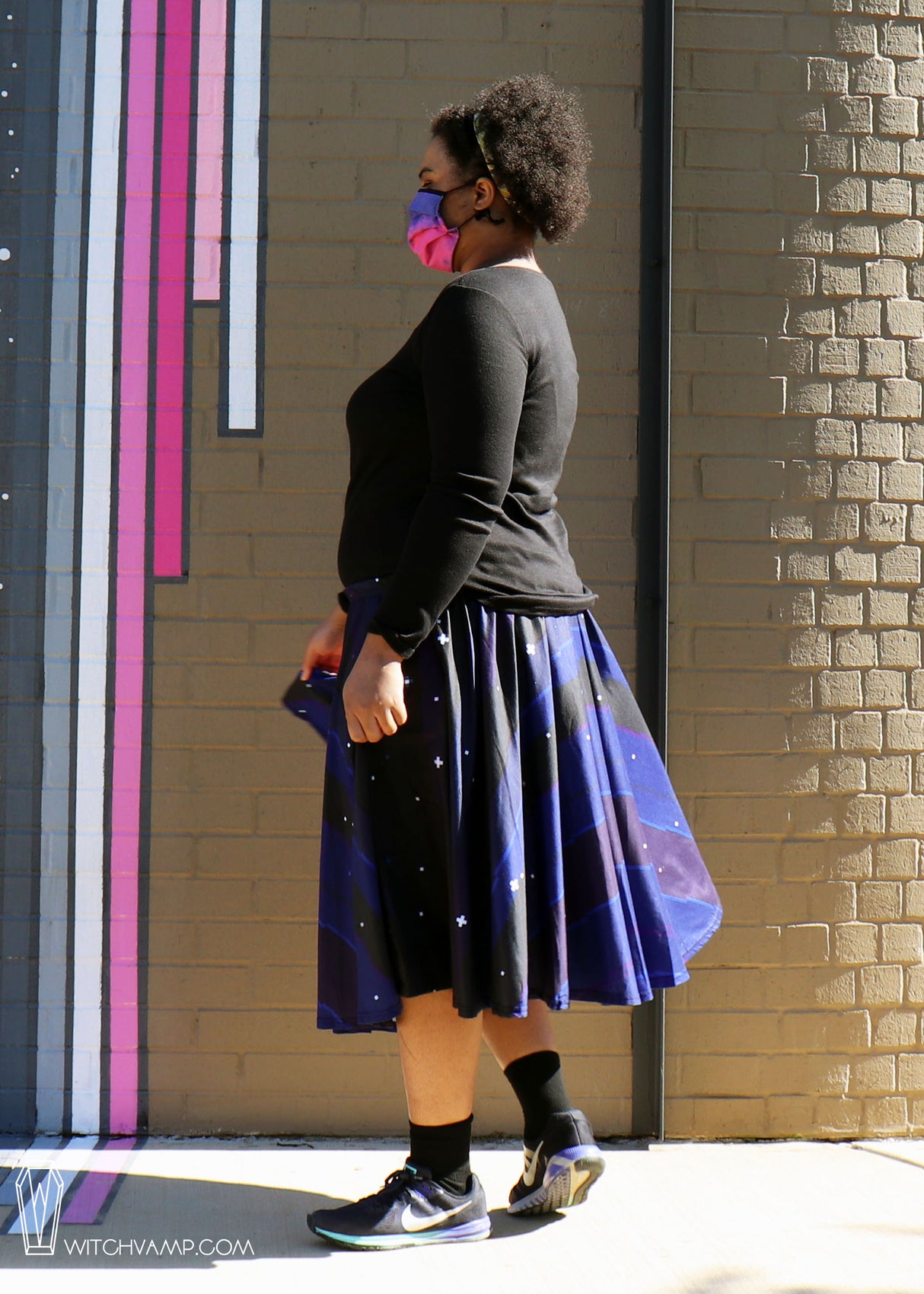 Pixel Night Sky Midi Skirt With Pockets (A Size Only)