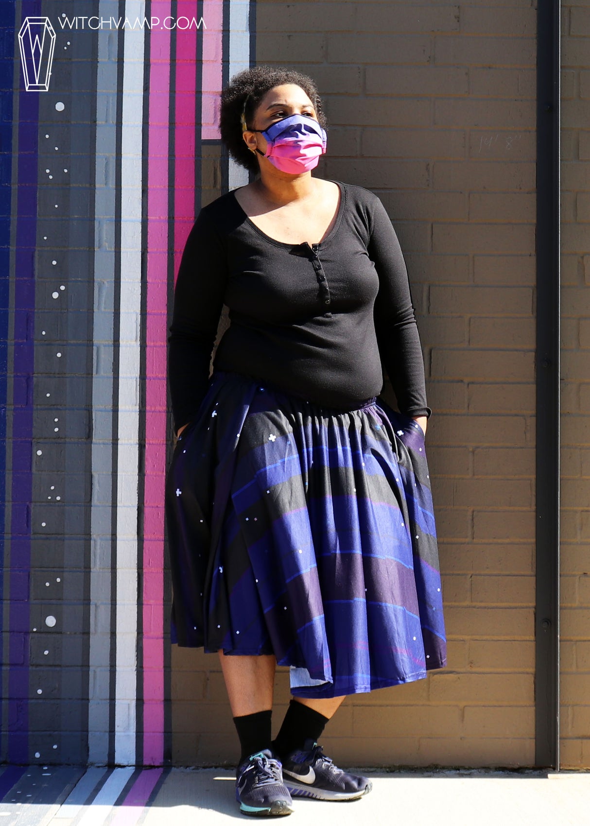 Pixel Night Sky Midi Skirt With Pockets (A Size Only)