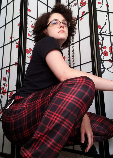 Red Plaid Jogger Pants