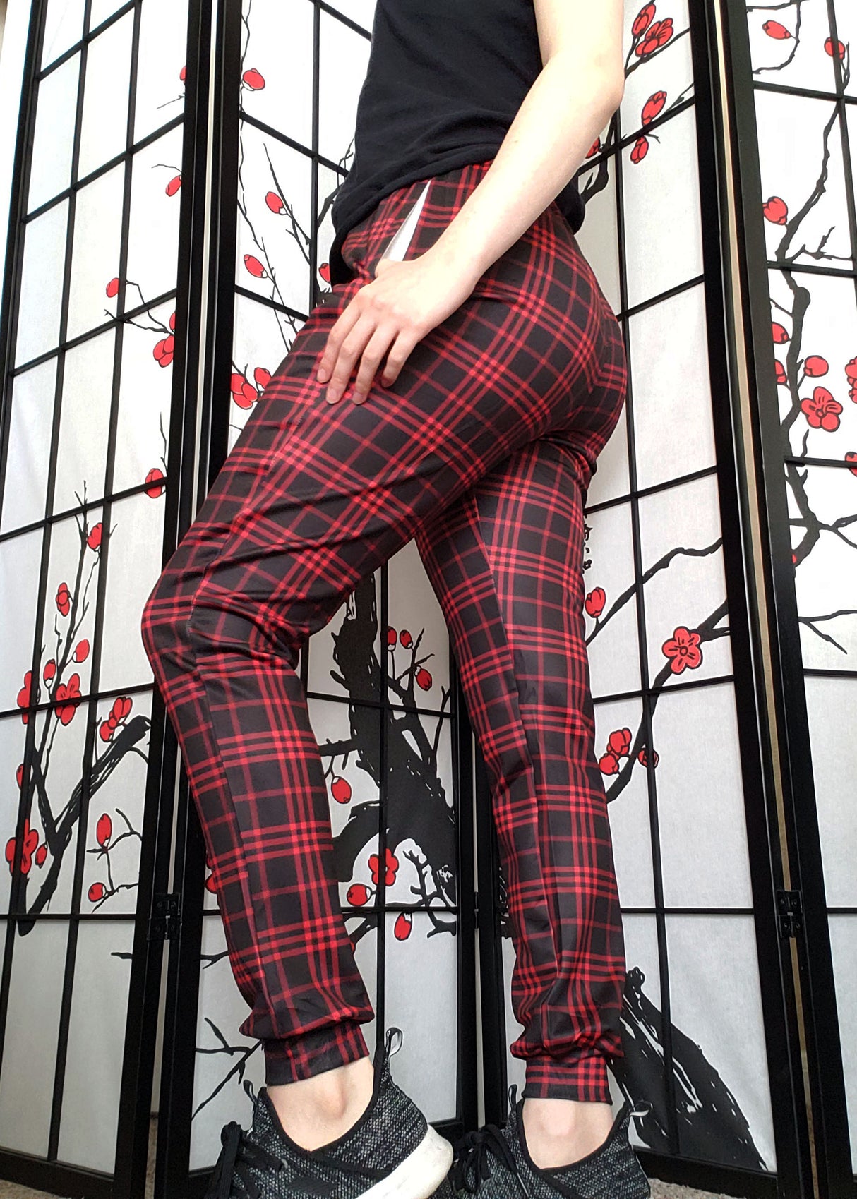 Red Plaid Jogger Pants