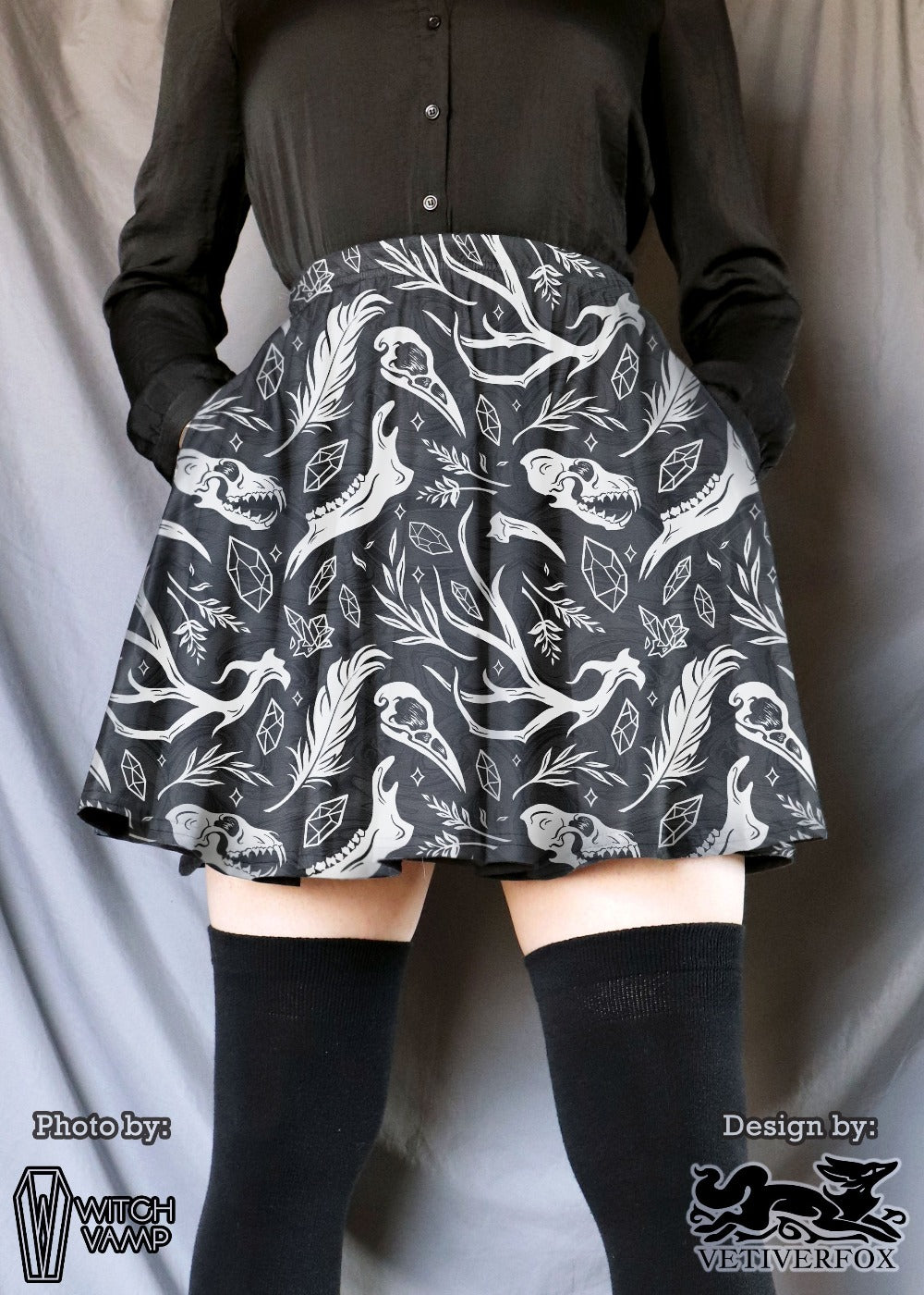 Bone Collector Skater Skirt with Pockets