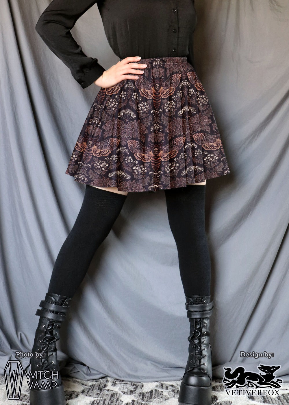 [Vetiverfox] Death's Head Moth Skater Skirt with Pockets