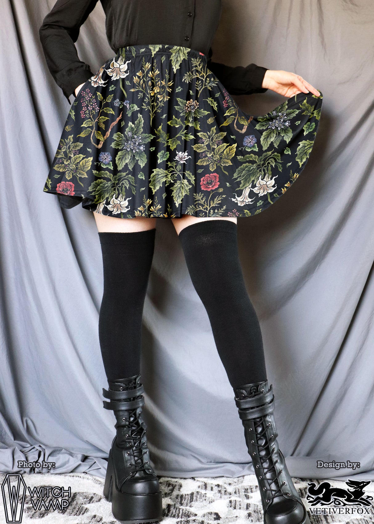 Treacherous Garden Skater Skirt with Pockets