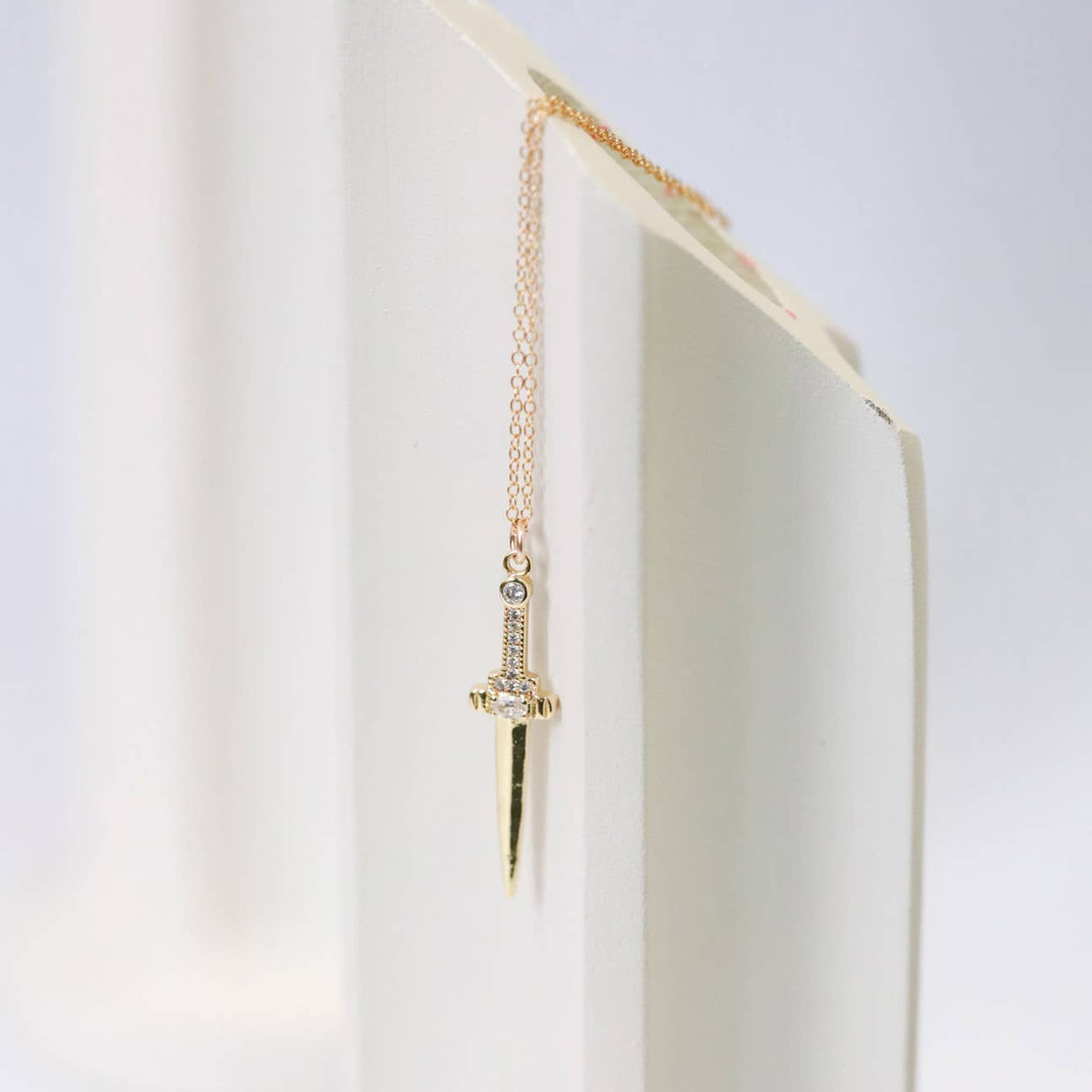 Golden Athame Dagger Charm Necklace