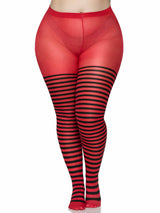 Red & Black Striped Tights (One Size Plus)