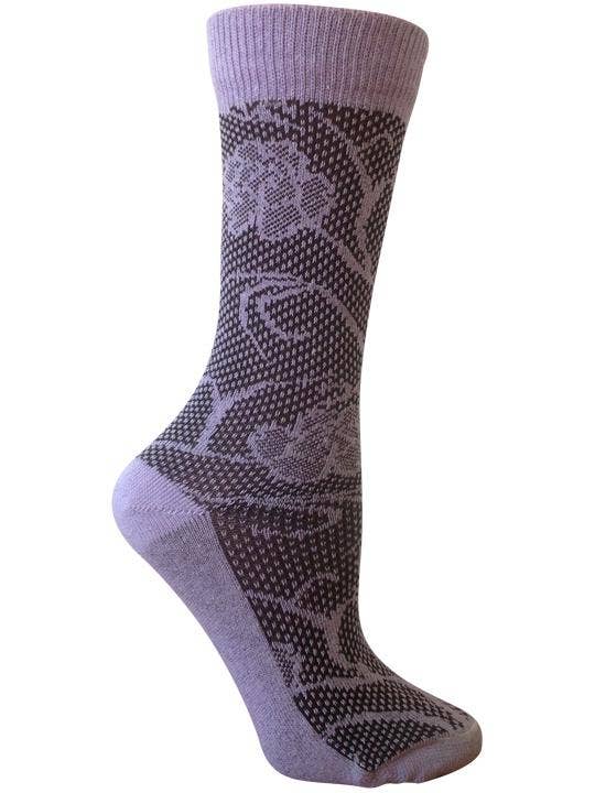 [RocknSocks] Melissa Lavender Floral Lace Crew Socks