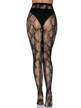 Black Snakeskin Net Tights (One Size)
