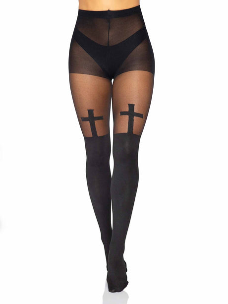 [Discontinued] Black Cross Tights (One Size)