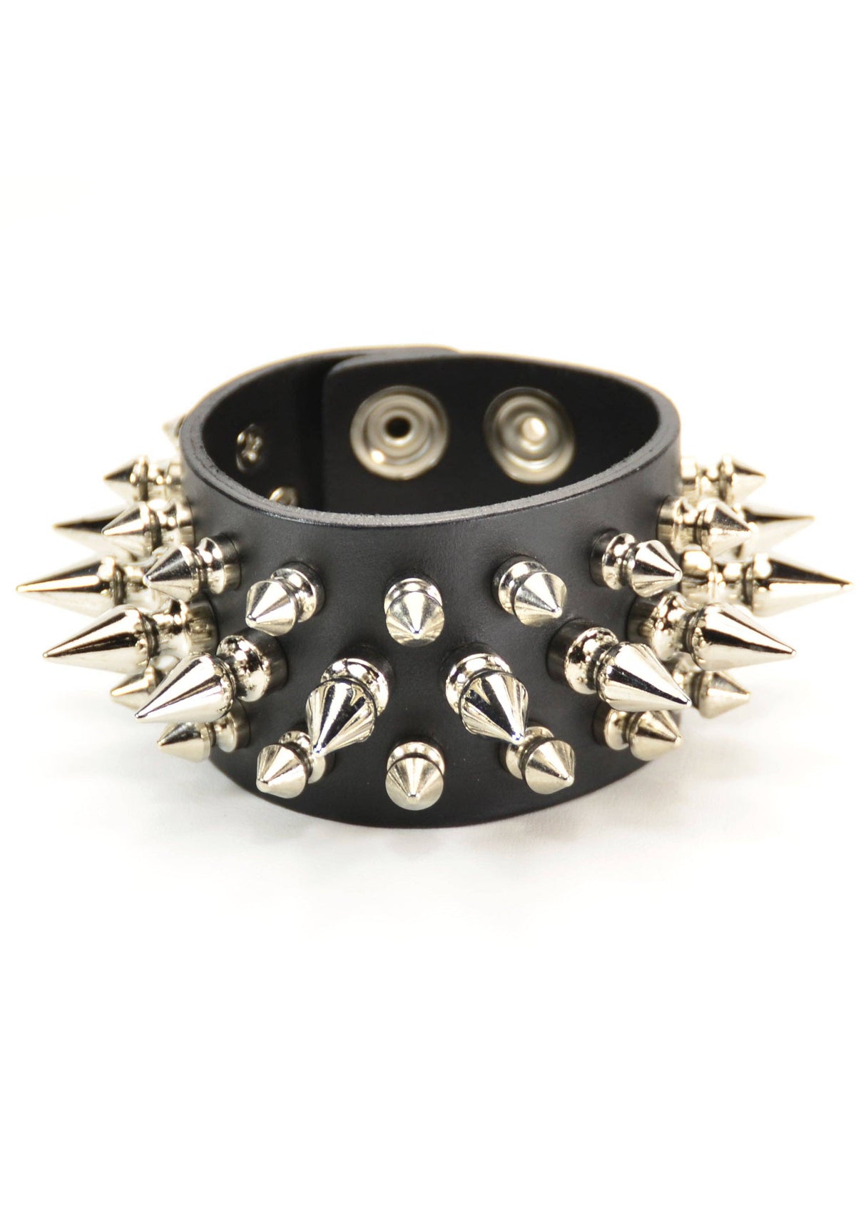 3 Row Spike Leather Cuff Bracelet