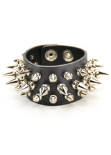 3 Row Spike Leather Cuff Bracelet