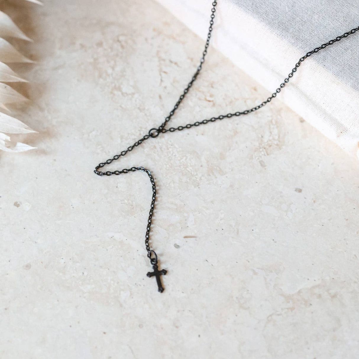 La Croix Noire "The Black Cross" Lariat Necklace
