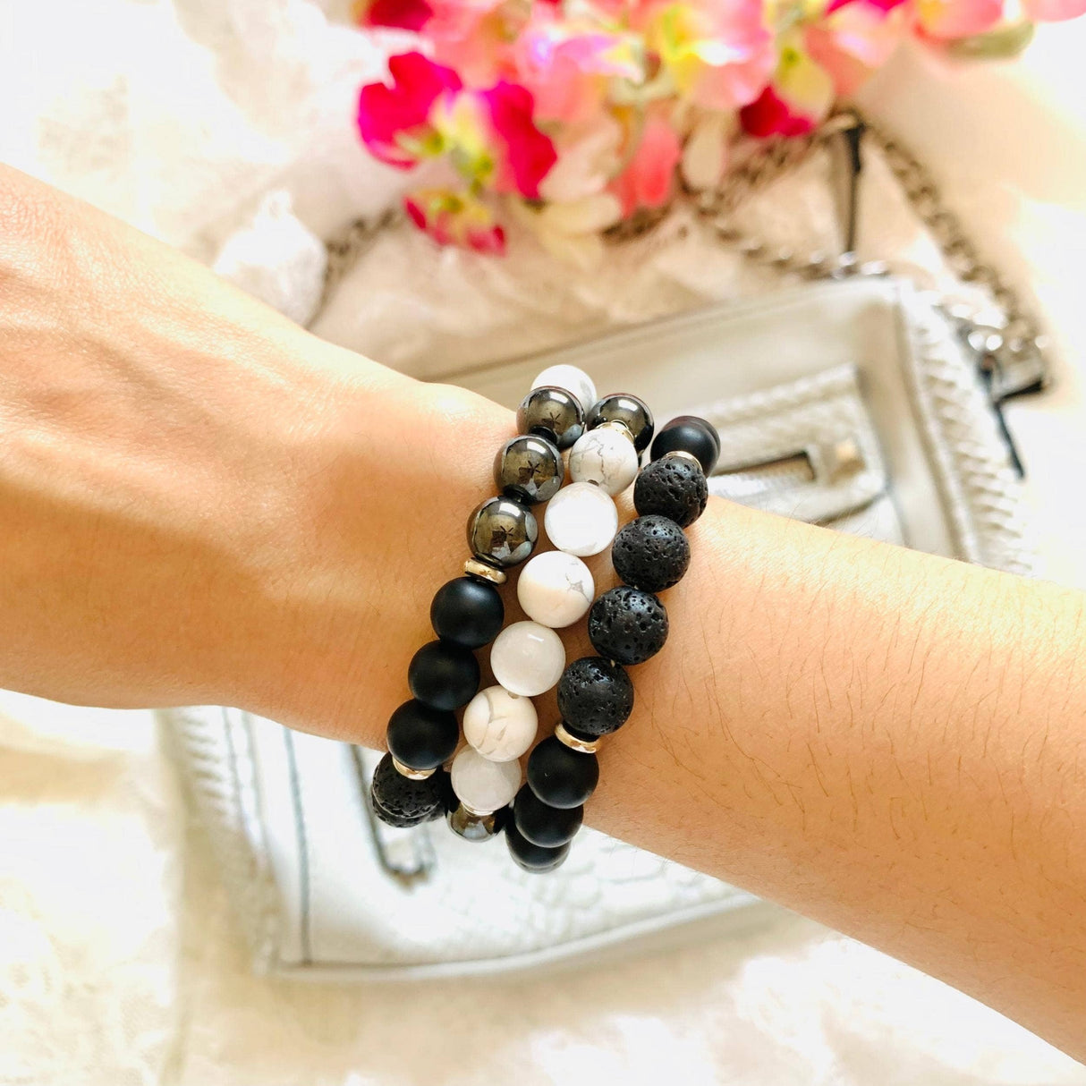 [Soul Charms] Black & White Crystal Bracelet