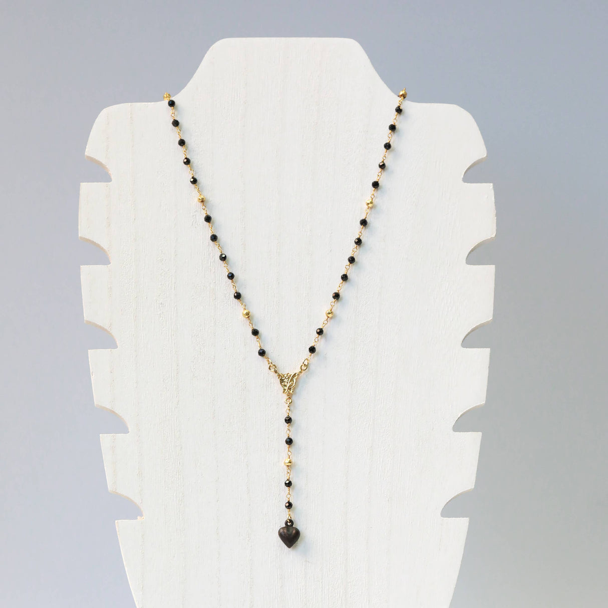 Black Spinel Dark Valentine Lariat Necklace