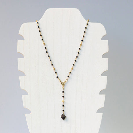 Black Spinel Dark Valentine Lariat Necklace