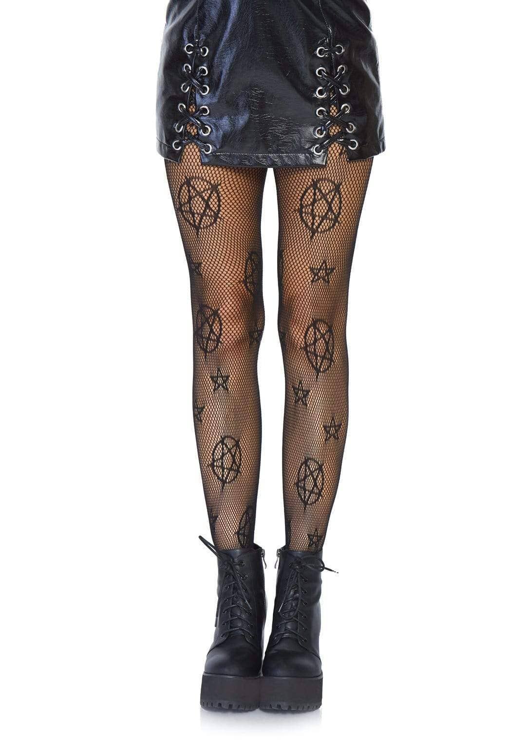 [Leg Avenue] Black "Occult" Fishnet Tights (One Size)