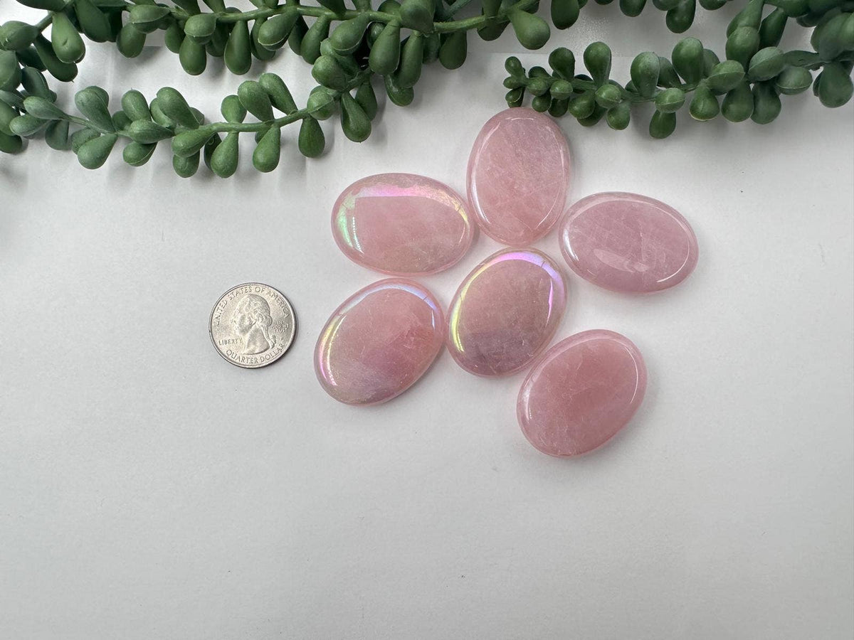 Rose Aura Quartz Worry Stone