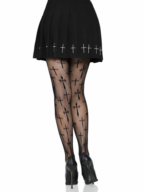 [Leg Avenue] Black "Worship Me" Fishnet Tights (One Size)