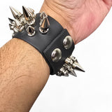 3 Row Spike Leather Cuff Bracelet