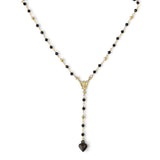 Black Spinel Dark Valentine Lariat Necklace
