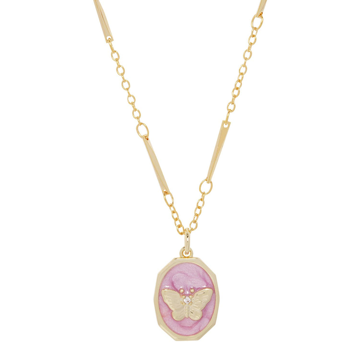 Le Papillon Lilac Enamel Charm Necklace