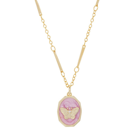 Le Papillon Lilac Enamel Charm Necklace