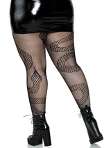 Black Snake Net Tights (One Size Plus)