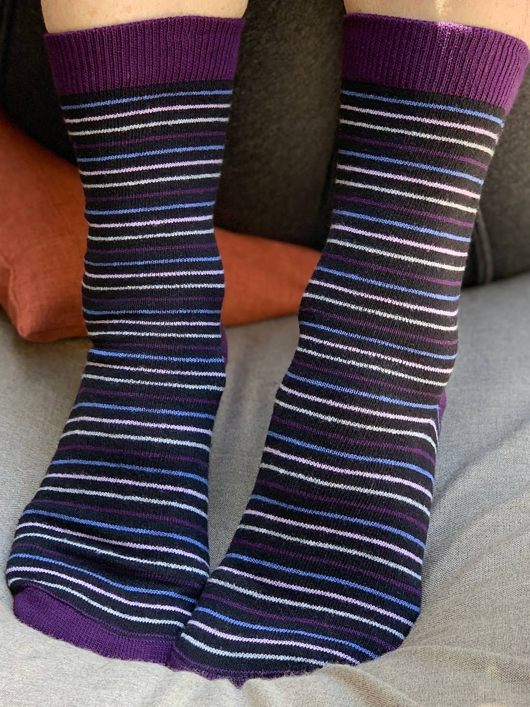 Plum Striped Crew Socks