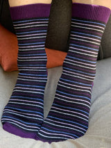 Plum Striped Crew Socks