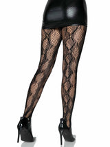 Black Snakeskin Net Tights (One Size)