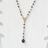 Black Spinel Dark Valentine Lariat Necklace