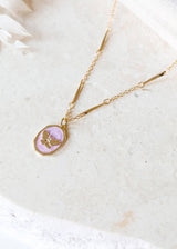 Le Papillon Lilac Enamel Charm Necklace
