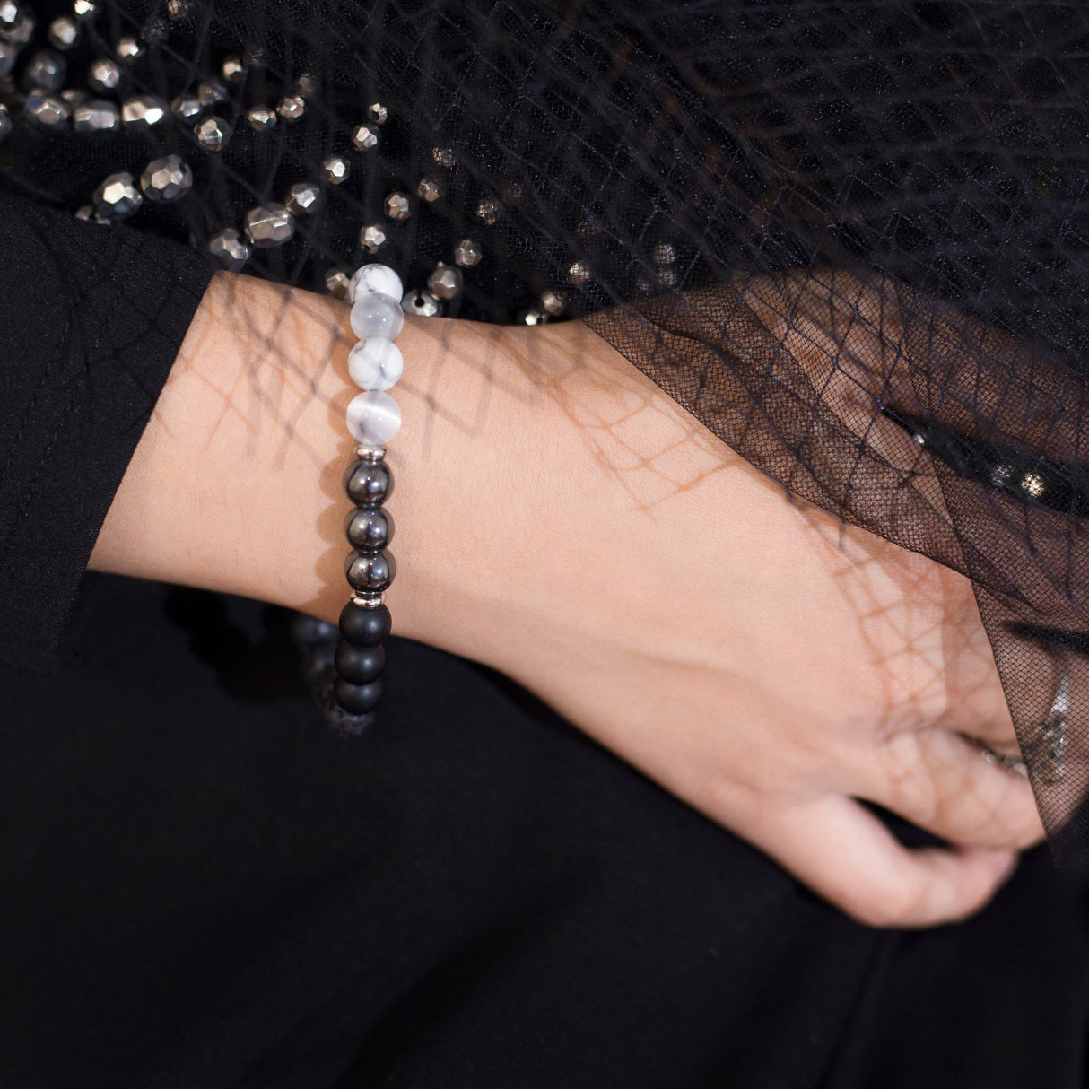 [Soul Charms] Black & White Crystal Bracelet