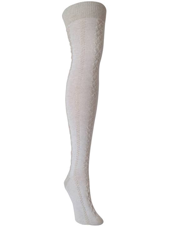 Cream Cable Knit Over the Knee Socks