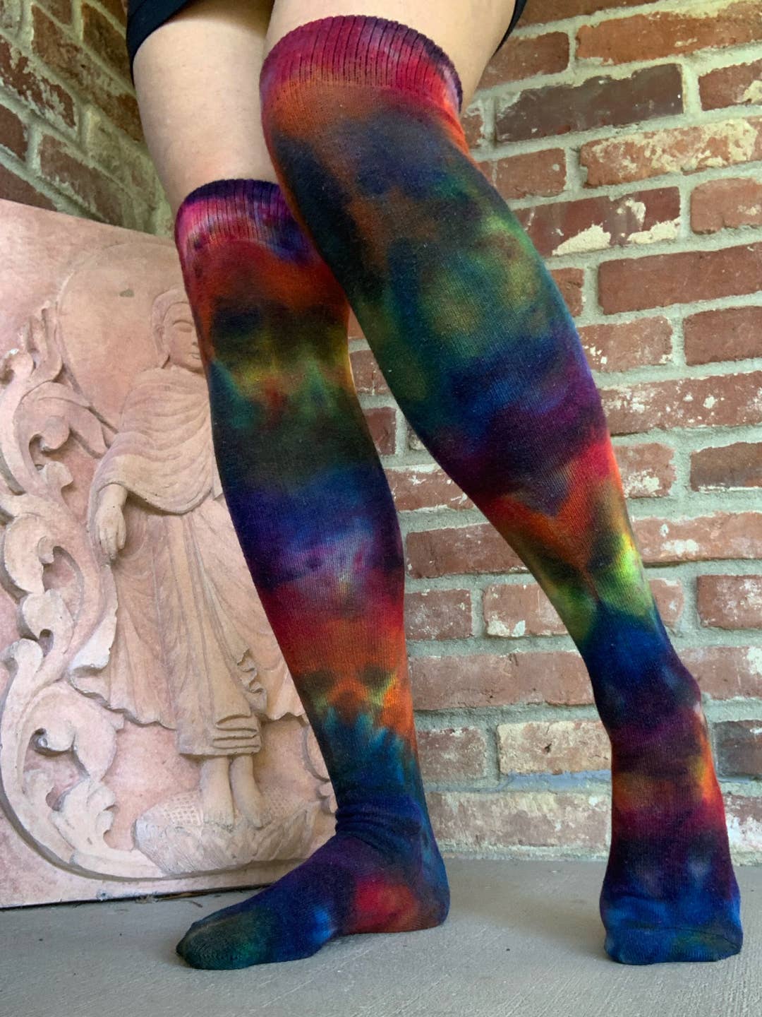 Rainbow Galaxy Hand Tie Dyed Over The Knee Socks