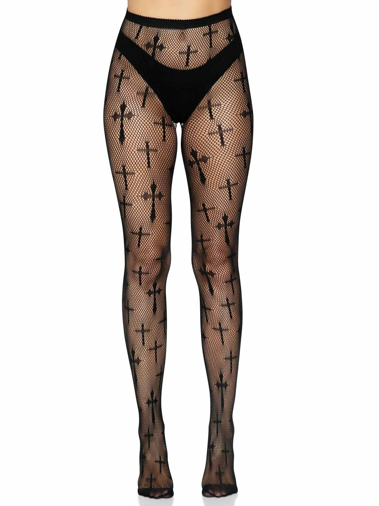 [Leg Avenue] Black "Worship Me" Fishnet Tights (One Size)