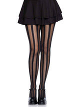 Black Vertical Striped Tights (One Size)
