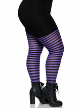 Purple & Black Striped Tights (One Size Plus)