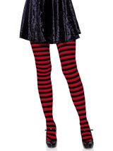 Red & Black Striped Tights (One Size)