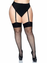 [Leg Avenue] Black "Lucy" Fishnet Thigh High Stockings (One Size Plus)