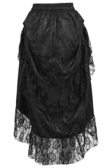 Black Lace Adjustable Front High-Low Bustle Skirt