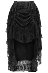 Black Lace Adjustable Front High-Low Bustle Skirt