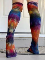 Rainbow Galaxy Hand Tie Dyed Over The Knee Socks