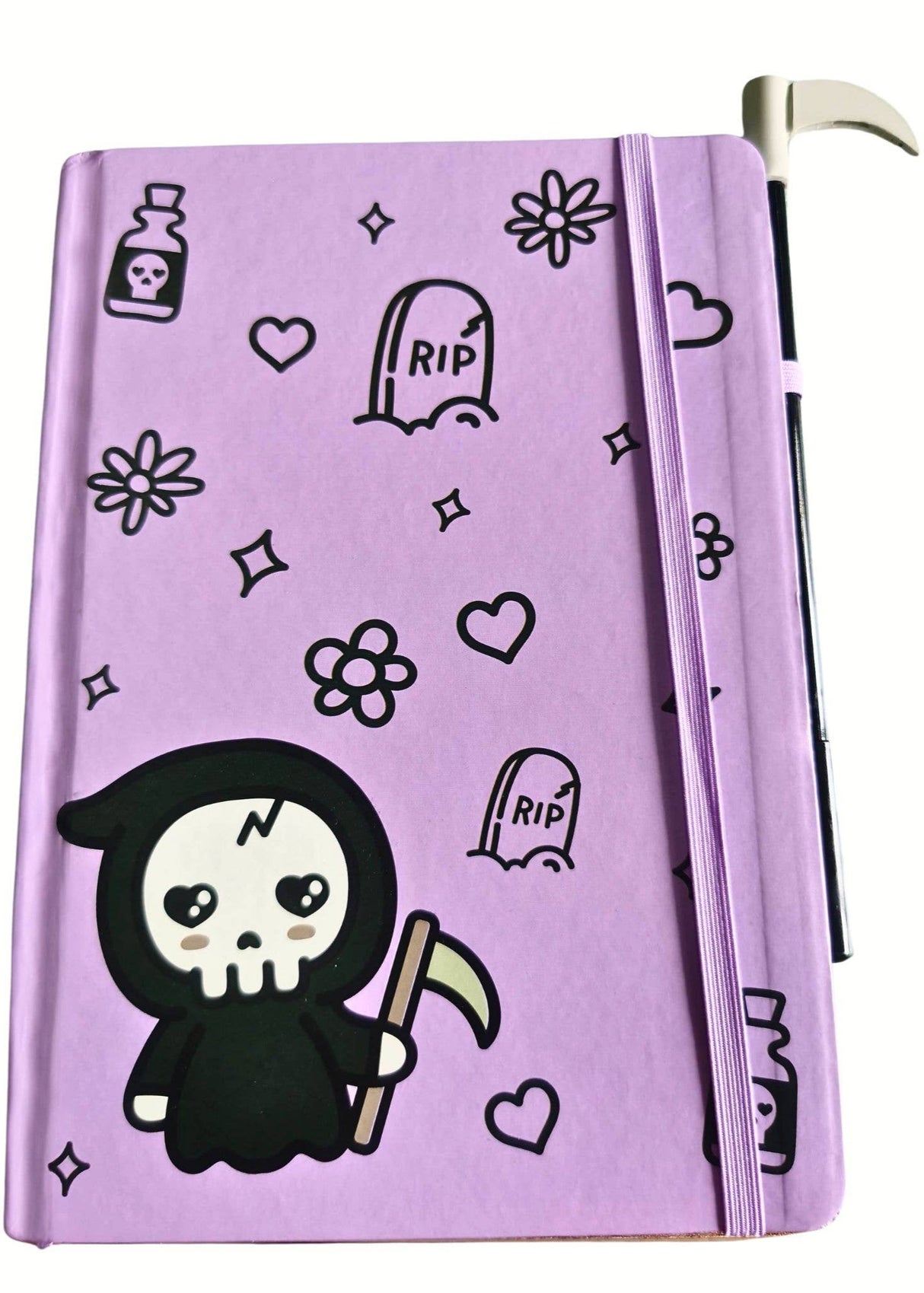 [FootClothes] Pastel Goth Grim Reaper - Lined Journal & Scythe Pen