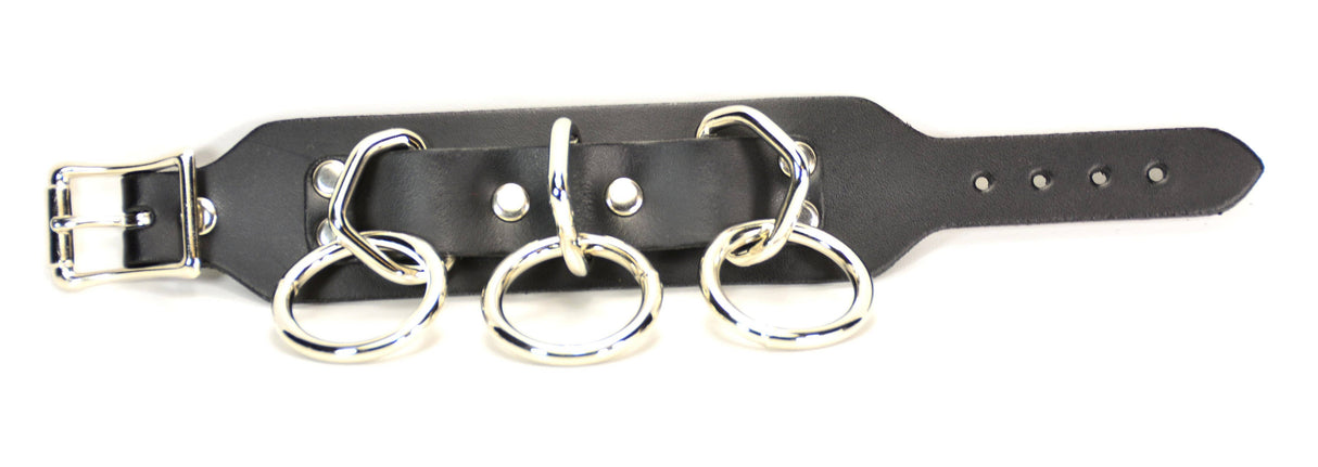 3 Loop & Ring Leather Cuff Bracelet